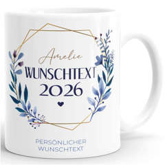  SpecialMe® Personalisierte Tasse mit Wunschnamen – Kaffeebecher individueller Text und Blätterkranz – Geschenk zum {style_variation_string}-Abschluss 2026 – Keramik