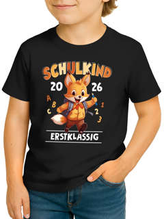 Kinder T-Shirt Jungen Schulkind 2026 Erstklassig Fuchs ABC Geschenk zur Einschulung 2026 Grundschule Moonworks®