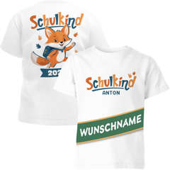 Kinder T-Shirt Jungen Mädchen Schulkind 2026 mit Namen Fuchs Motiv personalisierbar Schulanfang Geschenk SpecialMe®