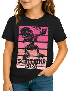 Kinder T-Shirt Mädchen Einschulung 2026 Schulkind Regenbogen Aufdruck Geschenk Schulanfang Moonworks®