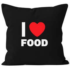 Kissenbezug Kissen-Hülle Deko-Kissen 40x40 I love food Baumwolle MoonWorks®