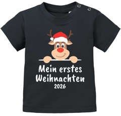 Baby Shirt kurzarm Mein erstes Weihnachten 2026 Rentier XMAS Outfit Newborn Einjährige Jungen Mädchen MoonWorks®