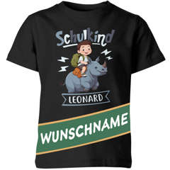 Kinder T-Shirt Einschulung 2026 Jungen Mädchen mit Namen personalisierbar Nashorn Geschenk Schulanfang SpecialMe®