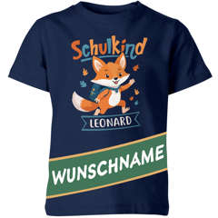 Kinder T-Jungen Mädchen Schulkind 2026 mit Namen Fuchs Motiv personalisierbar Schulanfang Geschenk SpecialMe®