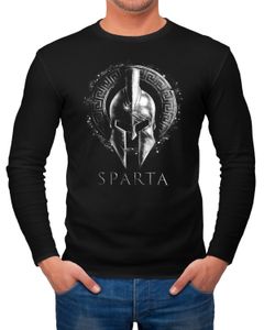 Herren Long-Sleeve Aufdruck Sparta Helm Krieger Warrior Langarm-Shirt Neverless®