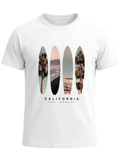 Herren T-Shirt California Surf Paradise Surfboards Grafik Foto Print Kalifornien USA Amerika Sommer Fashion Streetstyle Neverless®