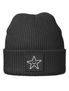 Herren Mütze Beanie Patch Stern Wintermotiv Wintermütze Aufdruck Print Strickmütze Rippstrick Neverless®
