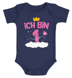 Babybody erster Geburtstag Ich bin 1 Zahl kurzarm Body für Mädchen Baumwolle Moonworks®