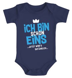 Babybody erster Geburtstag lustiger Spruch Ich bin schon 1 jetzt wird's gefährlich kurzarm Body Baumwolle Moonworks®