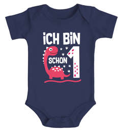 Babybody erster Geburtstag Spruch Ich bin schon 1 Jahr Dinosaurier Dino kurzarm Body Baumwolle Mädchen Moonworks®