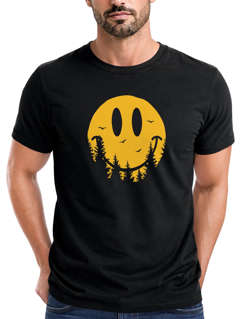 Neverless® Herren T-Shirt Sommer Sonne Outdoor Motiv Lustig Smiling Face Wald Fashion Streetstyle