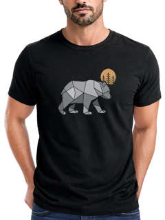 Herren T-Shirt Polygon Bär Mond Outdoor Wandern Natur Print Aufdruck Fashion Streetstyle Neverless®
