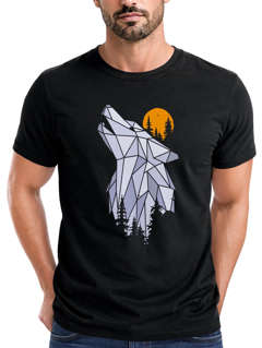Herren T-Shirt Polygon Print Wolf Wald Outdoor Adventure Natur Tiermotiv Fashion Streetstyle Neverless®