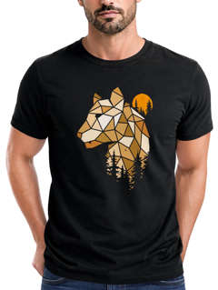 Herren T-Shirt Fashion Polygon Print Luchs Wald Tiere Outdoor Motiv Aufdruck Streetstyle Neverless®