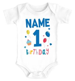 Babybody personalisiert Name erster Geburtstag Zahl 1 Birthday kurzarm Body Bio-Baumwolle Moonworks®