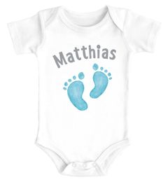Baby Body mit Namen bedrucken lassen Babyfüße Fußabdruck Geschenk zur Geburt kurzarm Bio Baumwolle SpecialMe®