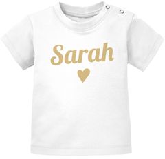 Baby T-Shirt mit Namen personalisiert Herz und Wunschname Mädchen kurzarm Bio-Baumwolle SpecialMe®