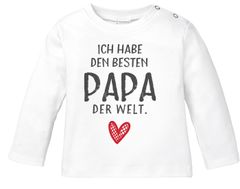 Baby Langarmshirt mit Spruch ich habe den besten Papa der Welt Geschenk Geburtstag Bio-Baumwolle Shirt Moonworks®