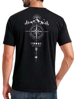Herren T-Shirt Backprint Kompass Outdoor Symbolik Natur Print Aufdruck Fashion Streetstyle Neverless®