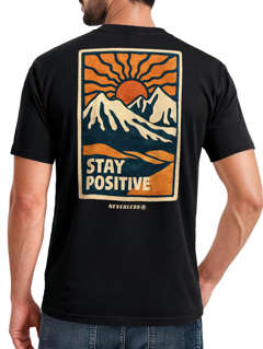 Herren T-Shirt Backprint Outdoor Grafik Print Stay Positive Good Vibes Fashion Streetstyle Männer Neverless®