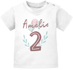 personalisiertes Baby T-Shirt Name Zahl Alter 1 2 Geburtstagsshirt Mädchen SpecialMe®