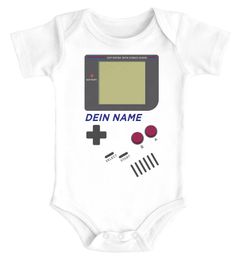 Baby Body mit Name Konsole Gamer Geek Nerd Zocker Babyoutfit Bio-Baumwolle Jungen & Mädchen MoonWorks®