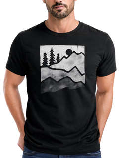Herren T-Shirt Berge Natur Outdoor Printshirt Aufdruck Wandern Männer Fashion Streetstyle Neverless®