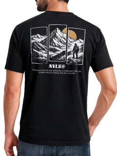 Herren T-Shirt Backprint Mountain Adventure Grafik Outdoor Nature Fashion Streetstyle Männer Neverless®