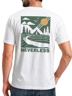 Herren T-Shirt Backprint Berge Outdoor Wald Camping Rückenaufdruck Männer Fashion Streetstyle Neverless®