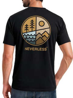 Herren T-Shirt Backprint Natur Grafik Berge Wald Adventure Outdoor Casual Männer Fashion Streetstyle Neverless®