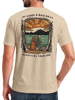 Backprint TShirt Herren Hund Freundschaft Motiv Aufdruck Printshirt Outdoor Fashion Neverless®