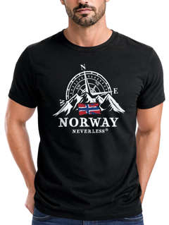 Herren T-Shirt Norwegen Flagge Skandinavien Nordisch Kompass Outdoor Fashion Streetstyle Neverless®