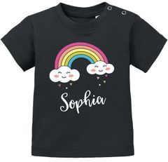 Baby T-Shirt mit Namen personalisiert Regenbogen Wolke Herz Junge Mädchen kurzarm Bio-Baumwolle SpecialMe®