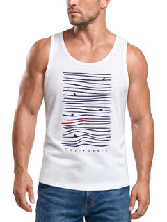 Herren Tank-Top Frontprint Minimalismus Wellen Meer Aufdruck Printshirt Sommer Fashion Muskelshirt Neverless®
