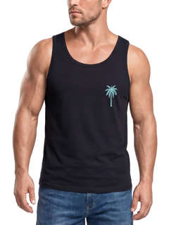 Herren Tank-Top Sommer Shirt mit Brustlogo Palme Aufdruck Fashion Surfen Muskelshirt Neverless®
