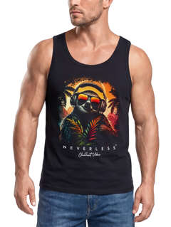 Herren Tank-Top Musik DJ Chill Faultier Print Aufdruck Relax Sommer Muskelshirt Neverless®