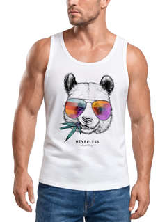 Herren Tank-Top Panda Bär Aufdruck Tiermotiv mit Sonnenbrille Fashion Streetstyle Muskelshirt Muscle Shirt Neverless®
