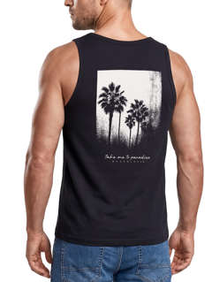 Herren Tank-Top Backprint Sommer-Shirt mit Palmen Rückendruck Vintage Grafik Muskelshirt Sommer Streetstyle Neverless®