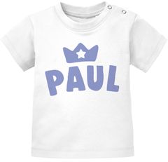 Baby T-Shirt mit Namen personalisiert Krone Junge Mädchen Geschenk Kleinkind kurzarm Bio-Baumwolle SpecialMe®