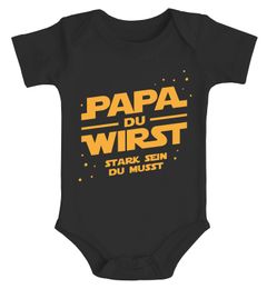 Baby Body mit lustigem Spruch Yoda Papa du wirst stark sein du musst Ankündigung Schwangerschaft MoonWorks®