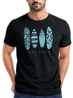 Herren T-Shirt Surfing Fashion Aufdruck Long Beach Surfboard Sommer Strand Streetstyle Neverless®