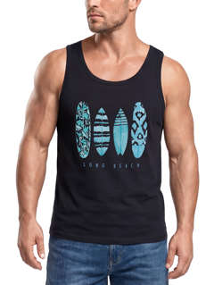 Herren Tank-Top Surfing Fashion Aufdruck Long Beach Surfboard Sommer Strand Streetstyle Muskelshirt Neverless®