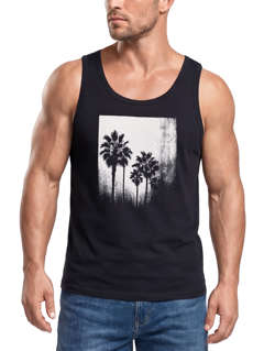 Herren Tank-Top Palmen Fotoprint Vintage Style Frontprint Beach Sommer Strand Outfit Muskelshirt Neverless®