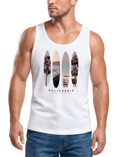 Herren Tank-Top California Surf Paradise Surfboards Grafik Foto Print Kalifornien USA Amerika Sommer Muskelshirt Neverless®
