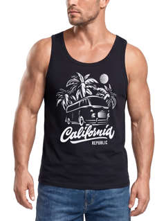 Herren Tank-Top California Surf Retro Bus Abenteuer Urlaub Palmen Neverless®