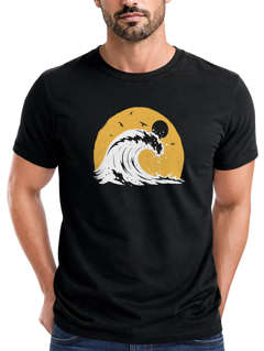 Herren T-Shirt Frontprint Welle Printshirt Maritim Meer Surfing Grafik Sommer Fashion Streetstyle Neverless®