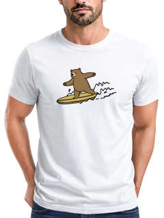 Herren T-Shirt Bär Print Surfer Surfboard Sommer Printshirt Grafikshirt Fashion Streetstyle Neverless®