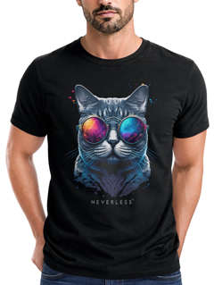Herren T-Shirt Aufdruck Katze Cat Sommer Sonnenbrille Style Fashion Print Fashion Streetstyle Neverless®