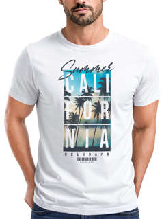 Herren T-Shirt Summer California Holidays Sommer Palmen Foto Print  Aufdruck Schrfitzug Fashion Streetstyle Neverless®