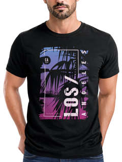 Herren T-Shirt Los Angeles LA Ocean Side Sommer Palmen Aufdruck Print Schrift Bedruckt Fashion Streetstyle Neverless®